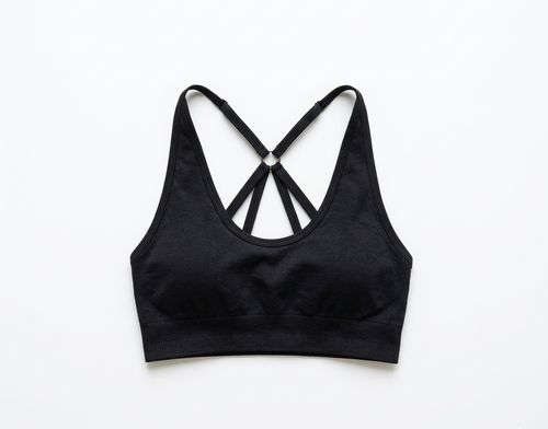 Black sports bra on a white background